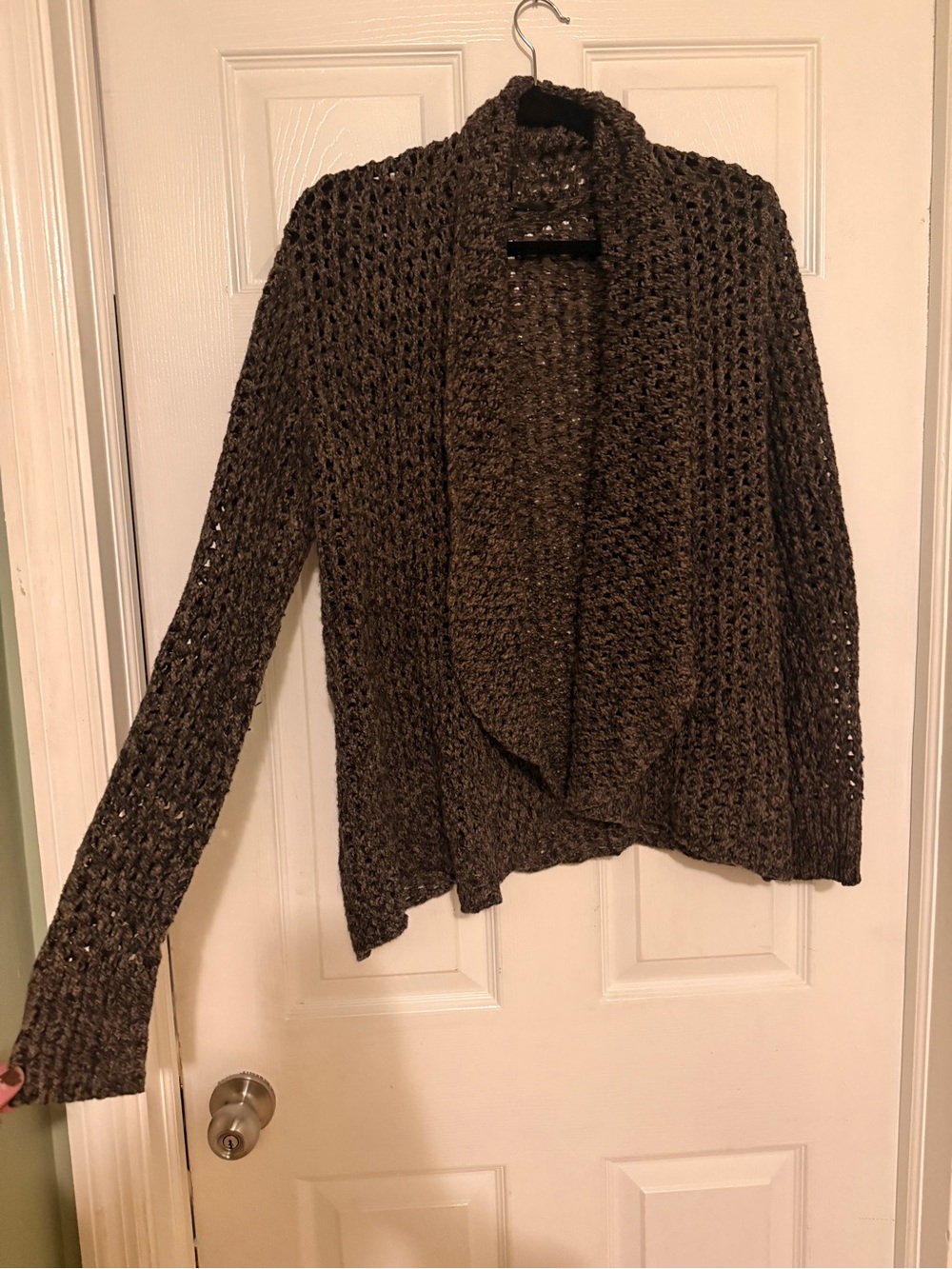 Open-Front Chunky Knit Cardigan Sweater - Dark Brown